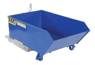 Vestil Steel Light Duty Low Profile Self Dumping Hopper 1/4 Cubic Yard 2000 Lb. Capacity Blue