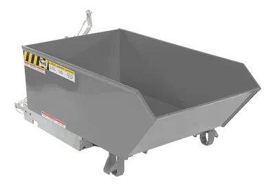 Vestil Steel Light Duty Low Profile Self Dumping Hopper 1/4 Cubic Yard 2000 Lb. Capacity Machine Gray
