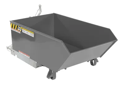 Vestil Steel Light Duty Low Profile Self Dumping Hopper 1/4 Cubic Yard 2000 Lb. Capacity Battleship Gray
