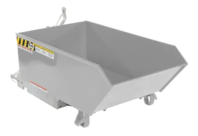 Vestil Steel Light Duty Low Profile Self Dumping Hopper 1/4 Cubic Yard 2000 Lb. Capacity Silver Lining