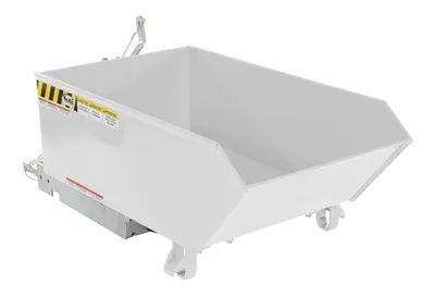 Vestil Steel Light Duty Low Profile Self Dumping Hopper 1/4 Cubic Yard 2000 Lb. Capacity White