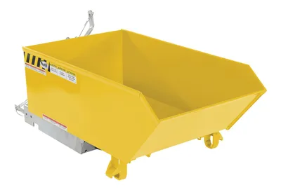 Vestil Steel Light Duty Low Profile Self Dumping Hopper 1/4 Cubic Yard 2000 Lb. Capacity Yellow