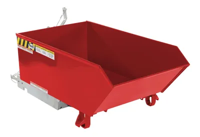 Vestil Steel Medium Duty Low Profile Self Dumping Hopper 1/4 Cubic Yard 4000 Lb. Capacity Red