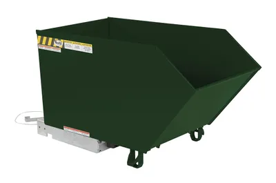 Vestil Steel Heavy Duty Low Profile Self Dumping Hopper 1/2 Cubic Yard 6000 Lb. Capacity Hunter Green