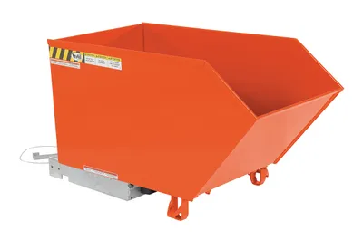 Vestil Steel Heavy Duty Low Profile Self Dumping Hopper 1/2 Cubic Yard 6000 Lb. Capacity Orange