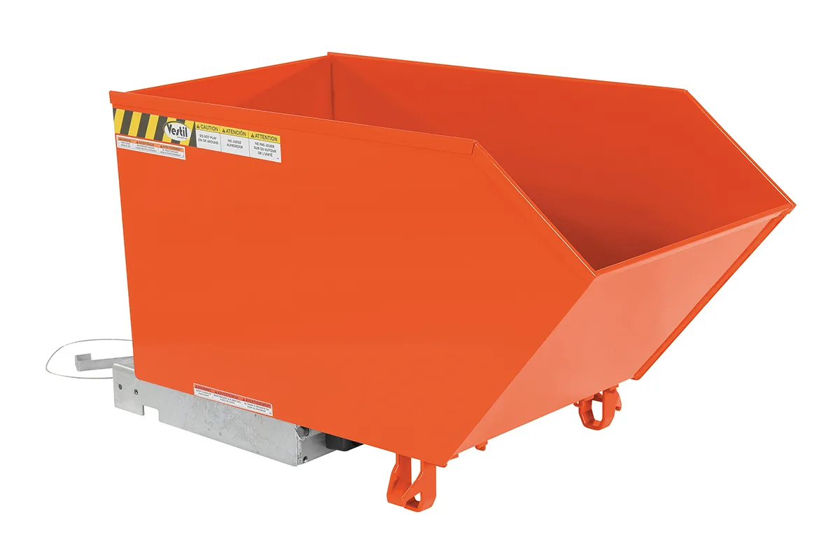 Vestil H-50-HD-ORG-C h style - low profile 90 degrees self-dumping steel hopper