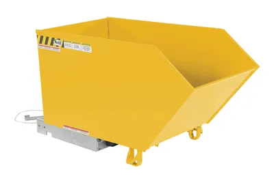 Vestil Steel Heavy Duty Low Profile Self Dumping Hopper 1/2 Cubic Yard 6000 Lb. Capacity Yellow