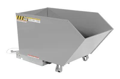 Vestil Steel Light Duty Low Profile Self Dumping Hopper 1/2 Cubic Yard 2000 Lb. Capacity Silver Lining