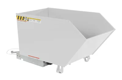 Vestil Steel Light Duty Low Profile Self Dumping Hopper 1/2 Cubic Yard 2000 Lb. Capacity White