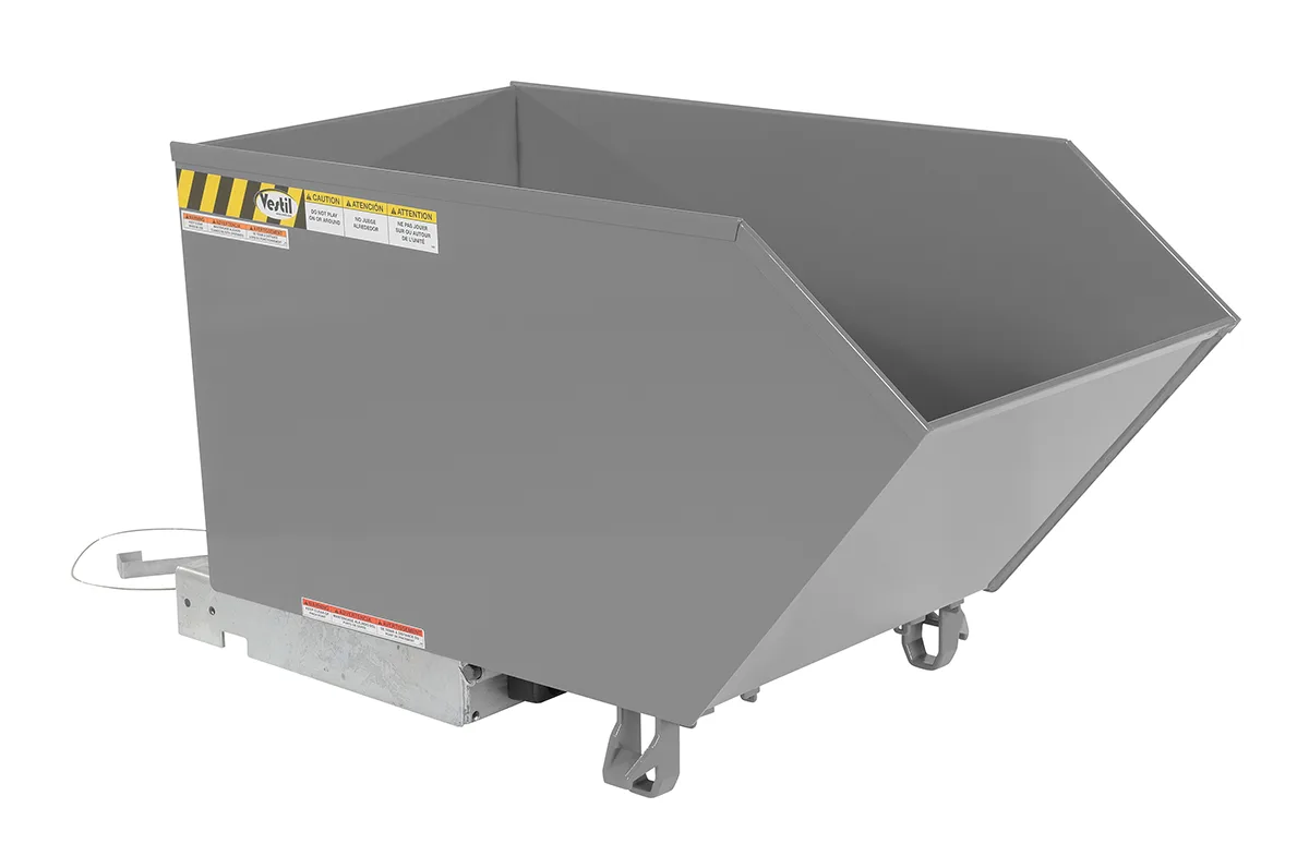Vestil H-50-MD-GY-MG h style - low profile 90 degrees self-dumping steel hopper