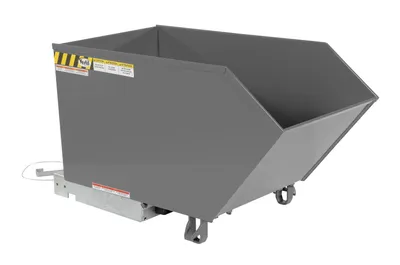 Vestil Steel Medium Duty Low Profile Self Dumping Hopper 1/2 Cubic Yard 4000 Lb. Capacity Battleship Gray