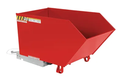Vestil Steel Medium Duty Low Profile Self Dumping Hopper 1/2 Cubic Yard 4000 Lb. Capacity Red