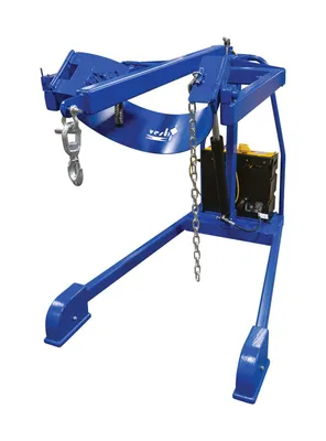 Vestil HDC-305-60-DC portable hydraulic drum carrier rotator boom shown from an alternate angle