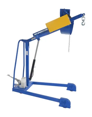 Vestil Steel Portable Hydraulic Drum Carrier, Rotator and Boom 59-11/16 In. Lift Height 800 Lb. Capacity Blue / Yellow