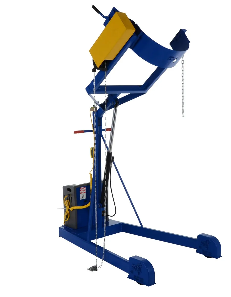 Vestil HDC-305-72-DC portable hydraulic drum carrier rotator boom