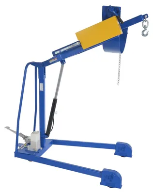 Vestil Steel Portable Hydraulic Drum Carrier, Rotator and Boom 71-1/4 In. Lift Height 800 Lb. Capacity Blue / Yellow