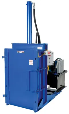 Vestil Steel High Cycle Hydraulic Drum Crusher and Compactor 230 Volt Three Phase 38,000 Lbs. Crushing Force Blue
