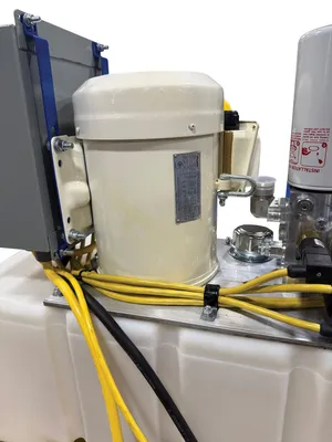 Vestil HDC-905-WD hydraulic drum crusher compactor shown from an alternate angle