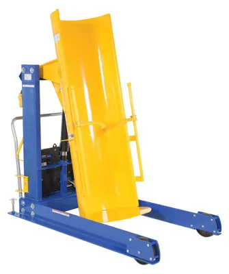Vestil Steel DC Powered Portable Hydraulic Drum Dumper 48 In. Dump Height 1,000 Lb. Capacity Blue / Yellow