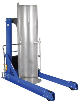 Vestil Stainless Steel Portable Hydraulic Drum Dumper 48 In. Dump Height 1,500 Lb. Capacity Blue/Silver