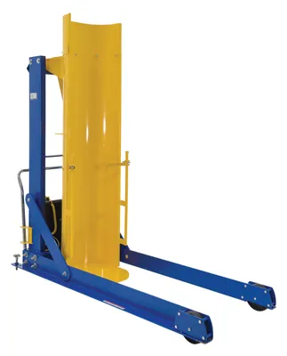 Vestil Steel DC Powered Portable Hydraulic Drum Dumper 72 In. Dump Height 1,000 Lb. Capacity Blue / Yellow
