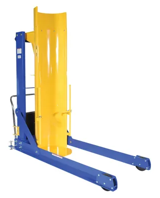 Vestil Steel DC Powered Portable Hydraulic Drum Dumper 72 In. Dump Height 1,500 Lb. Capacity Blue / Yellow