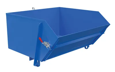 Vestil Steel Heavy Duty Self Dumping Hopper with Fold Down Front 1 Cubic Yard 6000 Lb. Capacity Blue