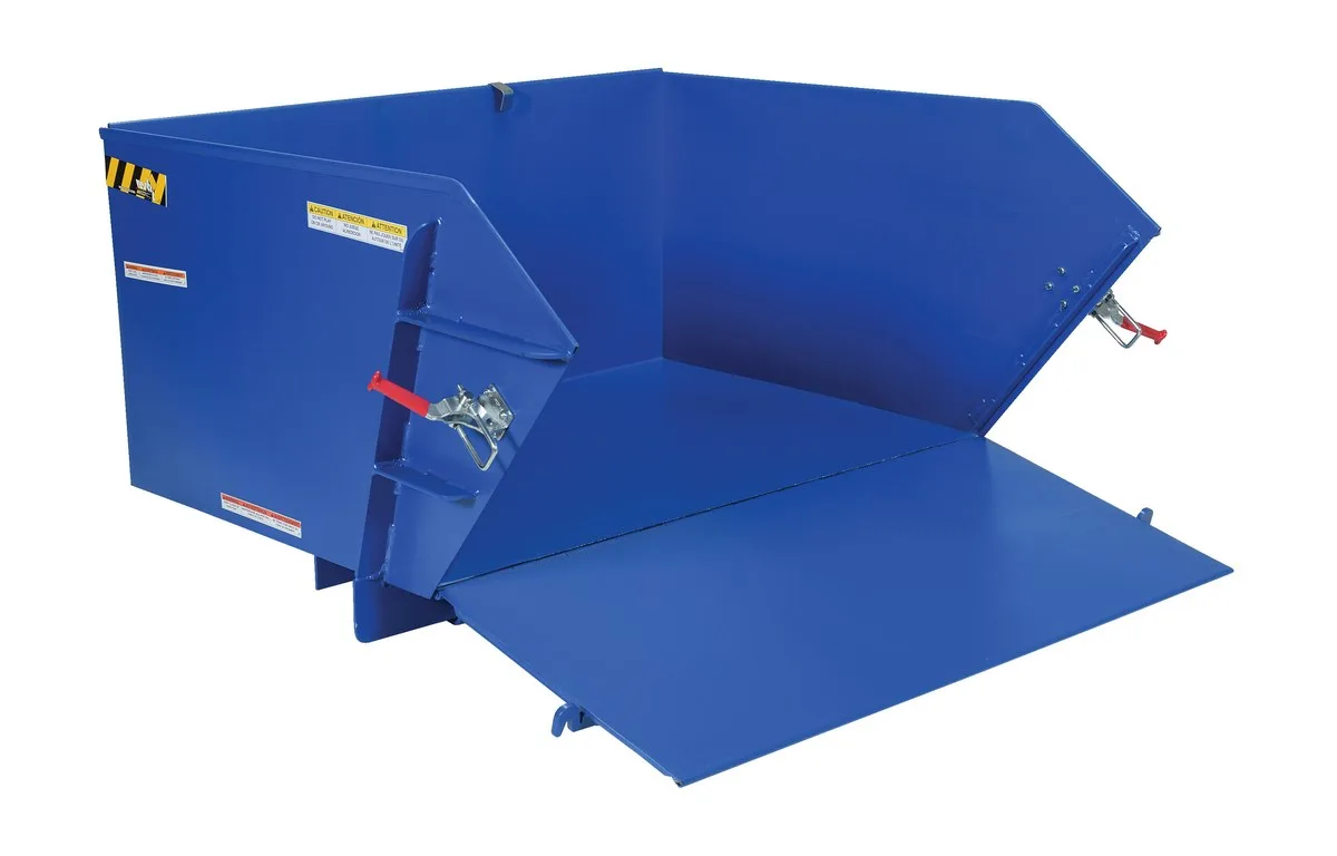 Vestil HDROP-100-LD self-dumping steel hoppers with fold down front