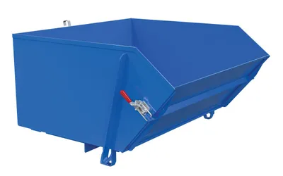 Vestil Steel Medium Duty Self Dumping Hopper with Fold Down Front 1 Cubic Yard 4000 Lb. Capacity Blue