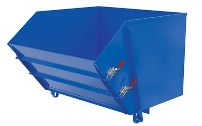 Vestil Steel Heavy Duty Self Dumping Hopper with Fold Down Front 1-1/2 Cubic Yard 6000 Lb. Capacity Blue