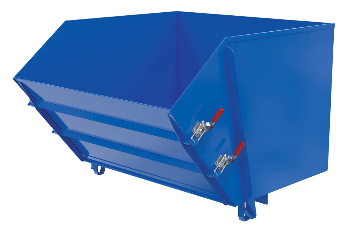 Vestil HDROP-150-LD self-dumping steel hoppers with fold down front