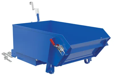 Vestil Steel Heavy Duty Self Dumping Hopper with Fold Down Front 1/4 Cubic Yard 6000 Lb. Capacity Blue