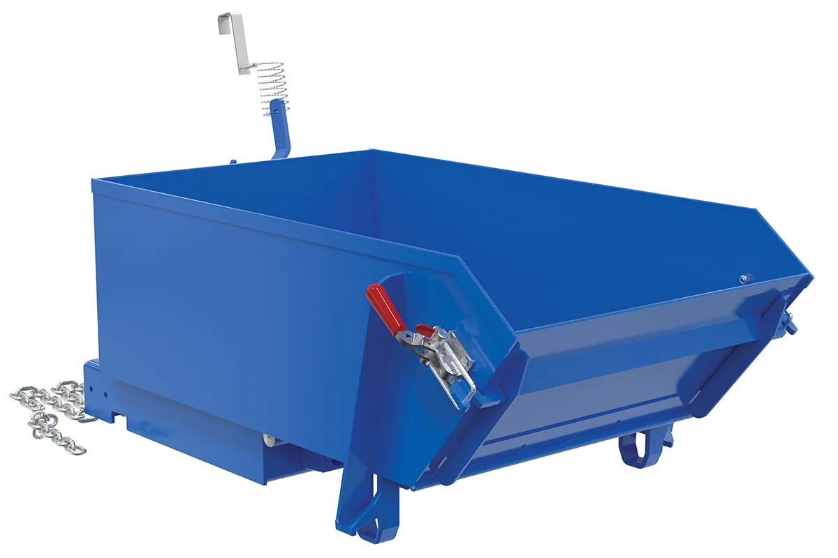 Vestil HDROP-25-HD self-dumping steel hoppers with fold down front
