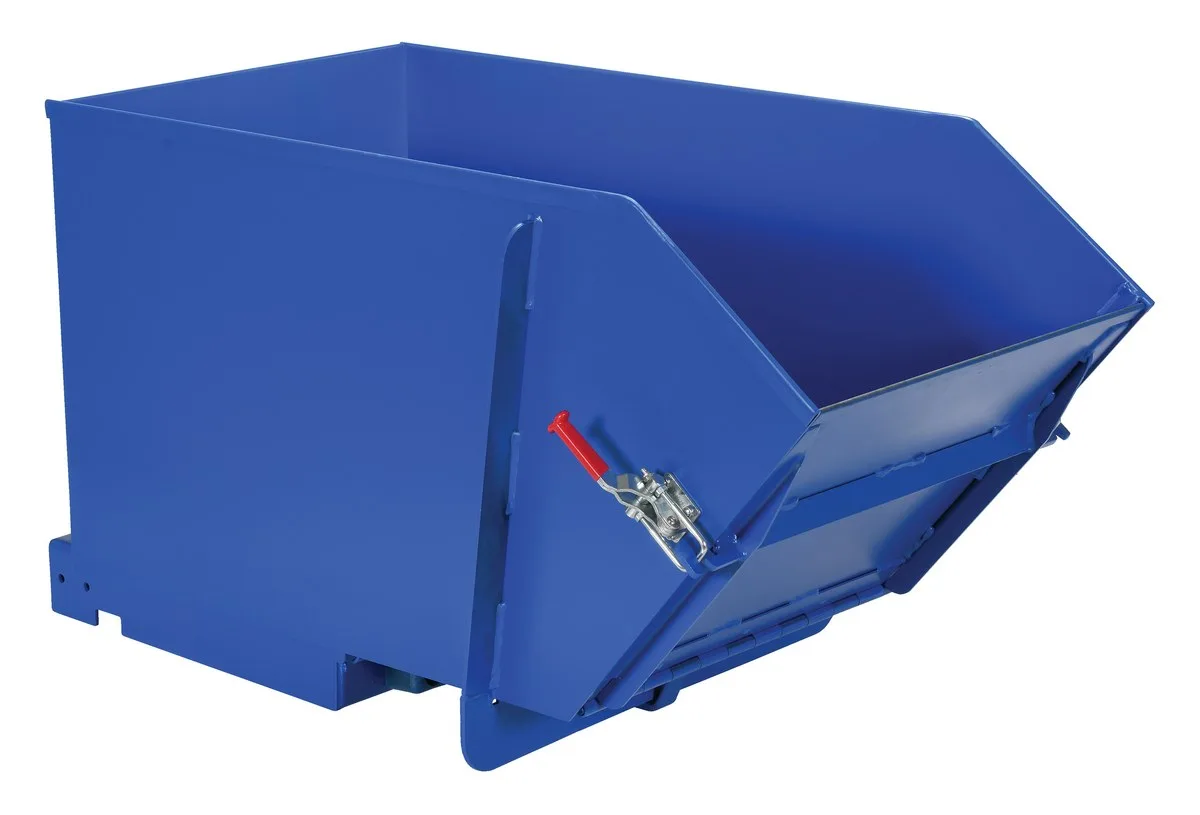 Vestil HDROP-50-MD self-dumping steel hoppers with fold down front