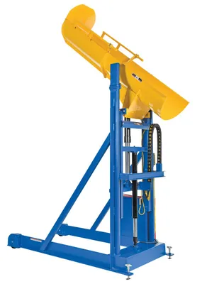 Vestil Steel Portable Lift and Dump Hydraulic Drum Dumper 94 In Dump Height 1,500 Lb. Capacity Blue / Yellow