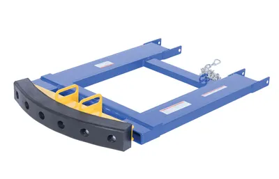 Vestil Steel Fork Truck Hook Base 32 In. Length With Steel/Rubber Push Bumper-Attachment to 2 In. Receiver 15 In. x 28 In. x 5-3/4 In Blue/Yellow