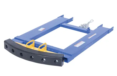 Vestil Steel Fork Truck Hook Base 38 In. Length With Steel/Rubber Push Bumper-Attachment to 2 In. Receiver 15 In. x 28 In. x 5-3/4 In Blue/Yellow