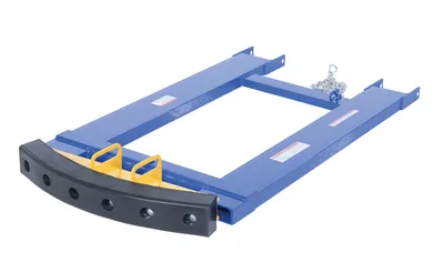 Vestil Steel Fork Truck Hook Base 44 In. Length With Steel/Rubber Push Bumper-Attachment to 2 In. Receiver 15 In. x 28 In. x 5-3/4 In Blue/Yellow
