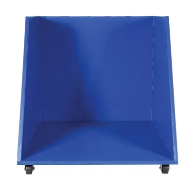 Vestil HOP-OE open ended steel dumping hopper shown from an alternate angle