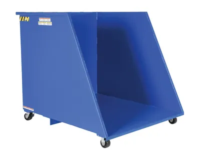 Vestil Steel Open Ended Low Profile Parts Hopper 2,000 Lb. Capacity Blue