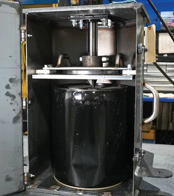 Vestil HPC-405 hydraulic pail crusher shown from an alternate angle