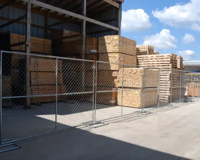 Vestil HRAIL-9072 galvanized construction barrier system shown from an alternate angle
