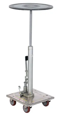 Vestil Partially Stainless Steel 18" Round Top Hydraulic Post Table 200 Lb. Capacity Silver