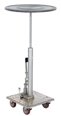Vestil Partially Stainless Steel 24" Round Top Hydraulic Post Table 200 Lb. Capacity Silver