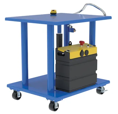 Vestil Steel DC Powered Hydraulic Post Table 30 In x 36 In 2,000 Lb. Capacity Blue