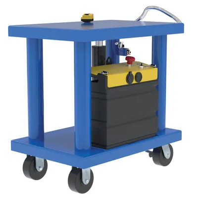 Vestil Steel DC Powered Hydraulic Post Table 24 In x 36 In 4,000 Lb. Capacity Blue