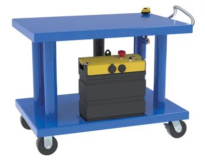 Vestil Steel DC Powered Hydraulic Post Table 32 In x 48 In 4,000 Lb. Capacity Blue