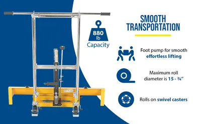 Vestil HYD-ROLL-47-LP roll lifters and transporter feature highlights
