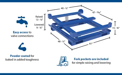 Vestil IBC-TLT-FP ibc tilt stands w fork pocket feature highlights