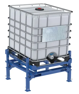Vestil IBC-TLT-FPL ibc tilt stands w fork pocket shown from an alternate angle